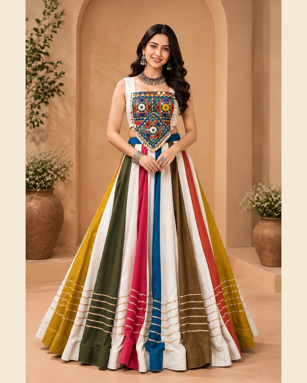 Riya Rainbow Mirror-Work Lehenga — 1