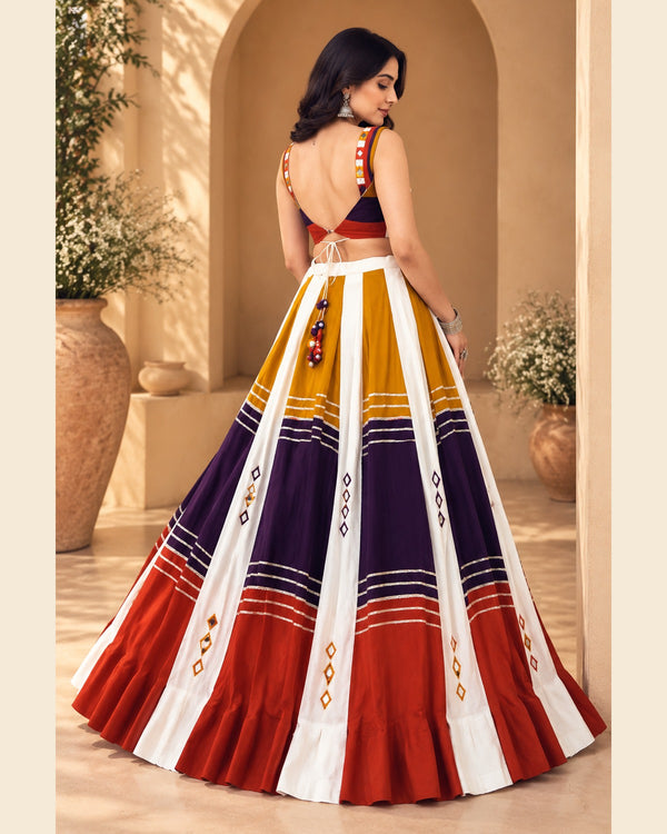 Anvi Tri-Tone Mirror-Work Lehenga — 1