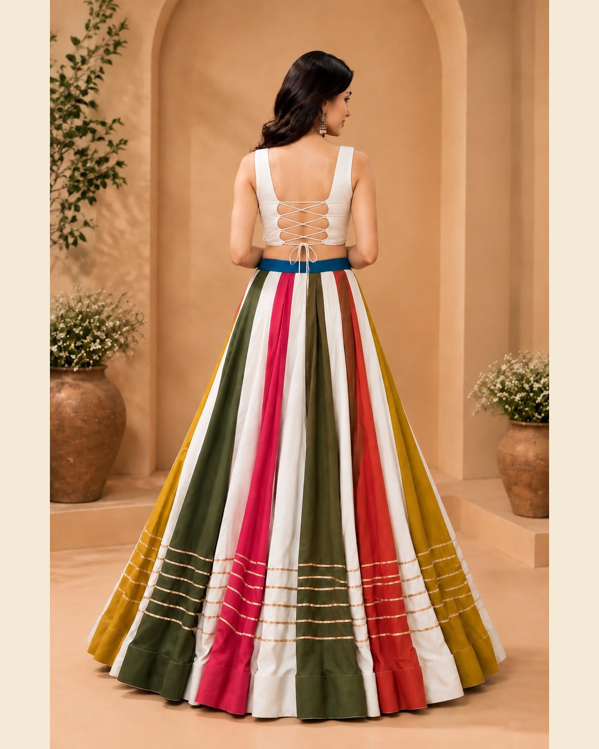 Riya Rainbow Mirror-Work Lehenga — 3