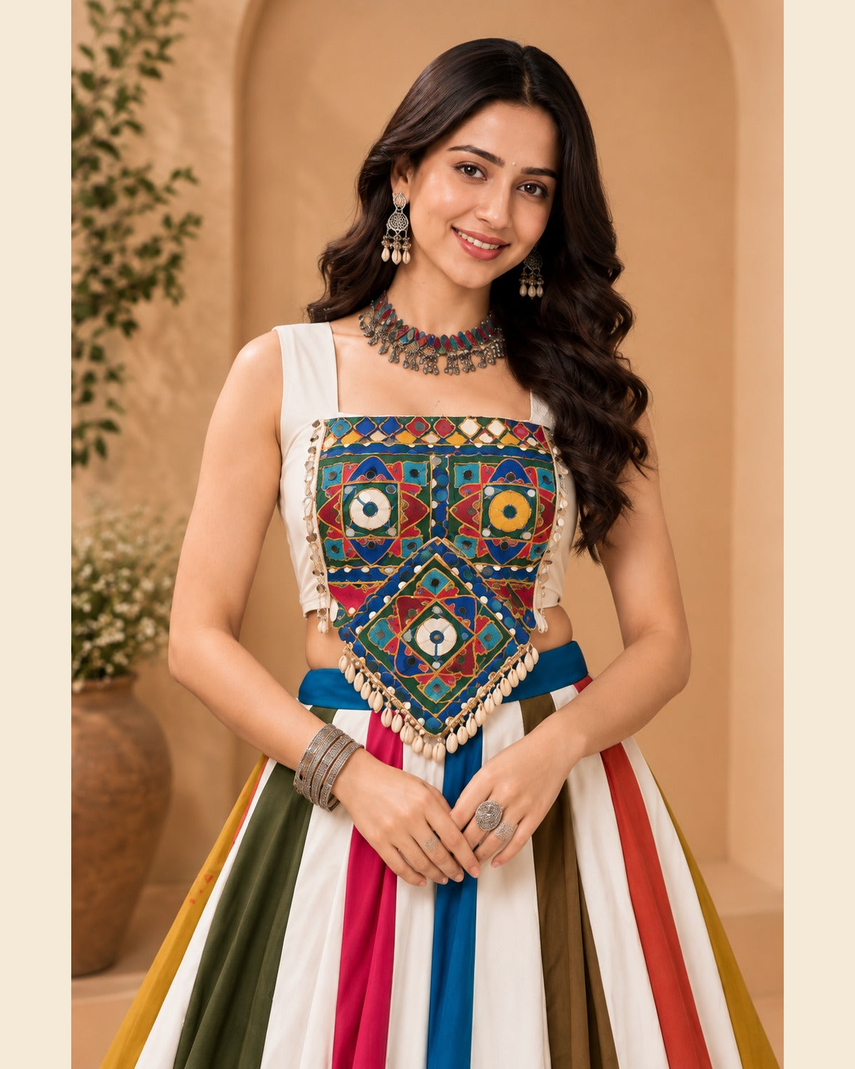 Riya Rainbow Mirror-Work Lehenga — 4