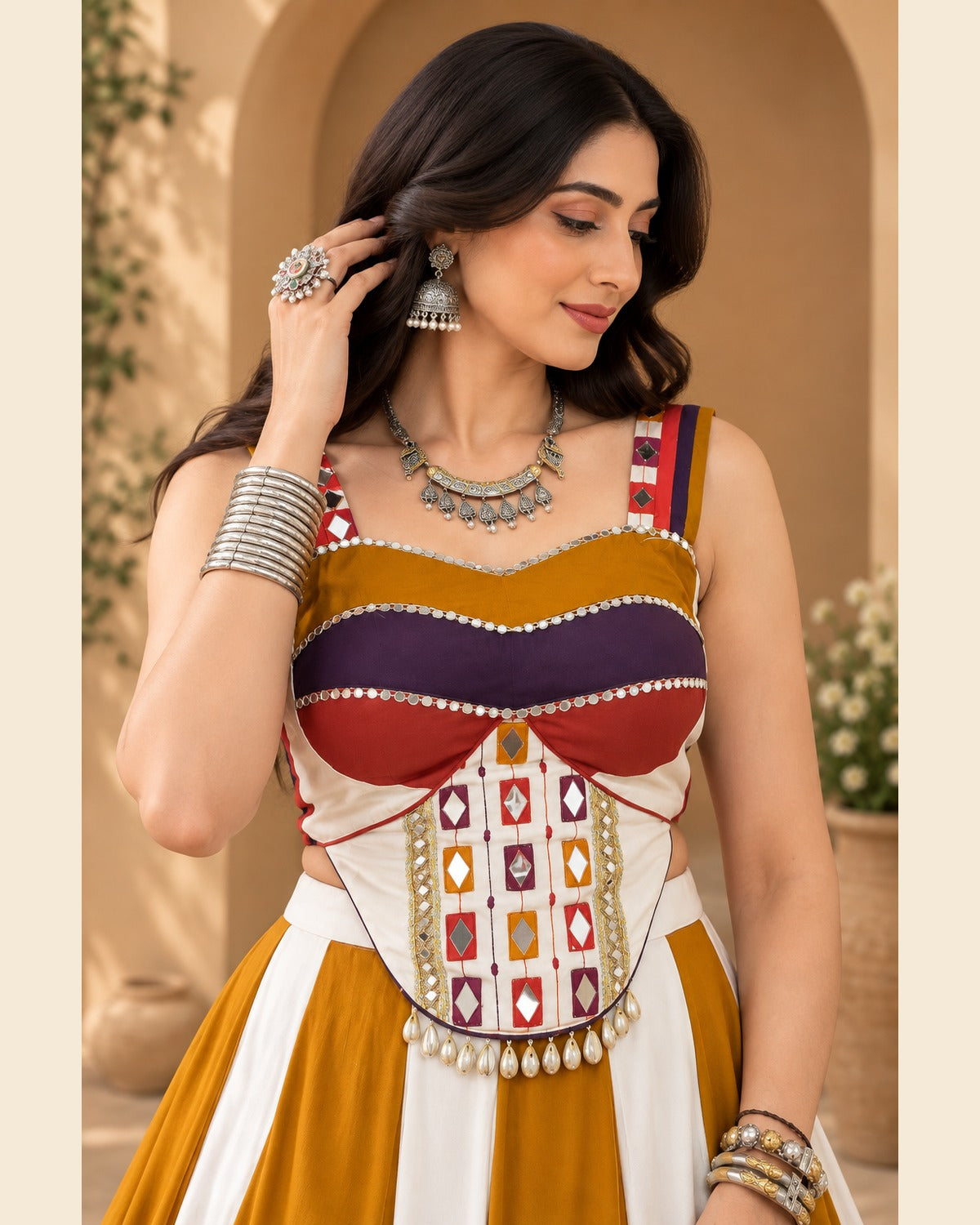 Anvi Tri-Tone Mirror-Work Lehenga — 4