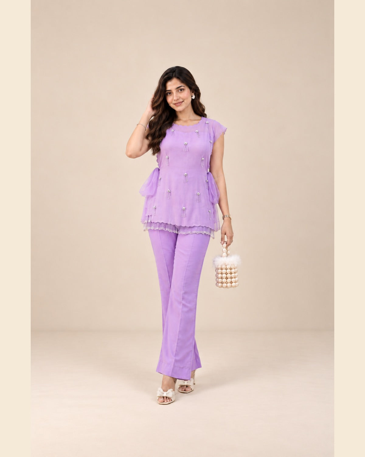 Isla Pearl-Tassel Cord-Set — Lavender — 1