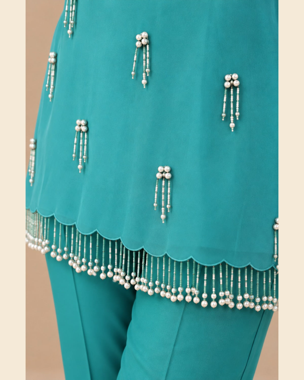 Isla Pearl-Tassel Cord-Set — Teal — 3
