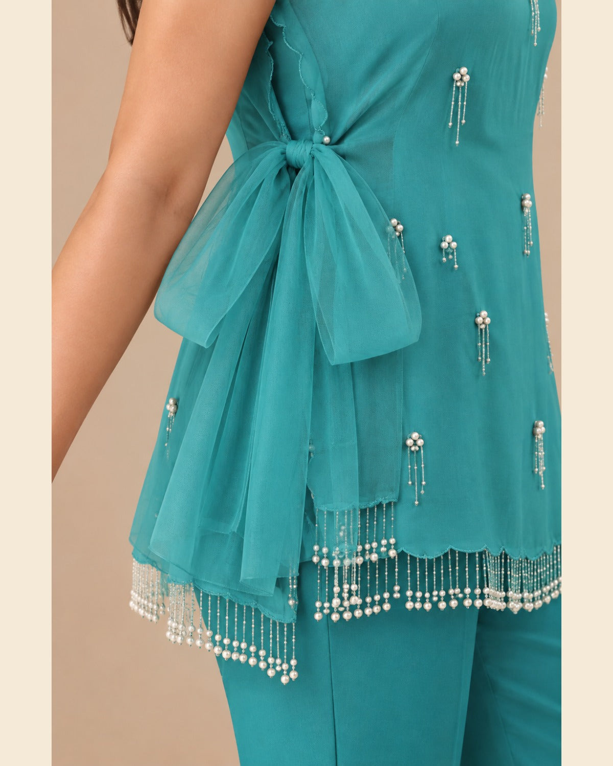 Isla Pearl-Tassel Cord-Set — Teal — 4