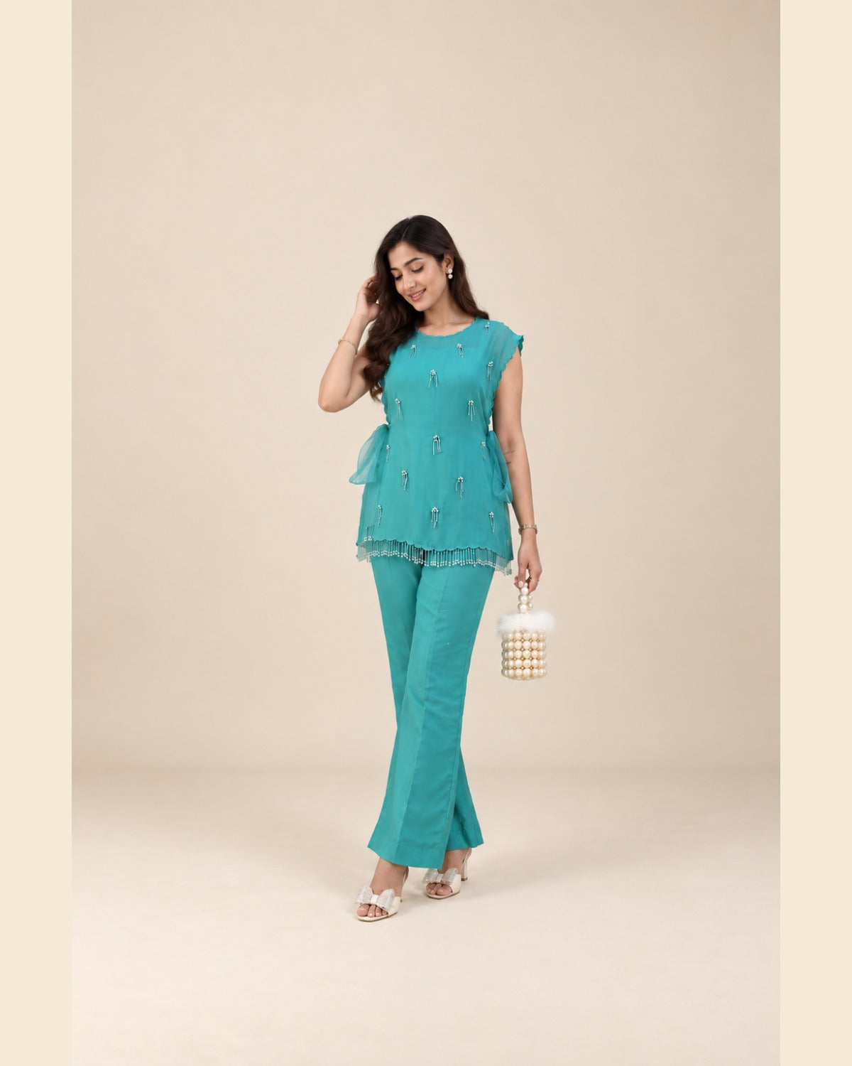 Isla Pearl-Tassel Cord-Set — Teal — 5